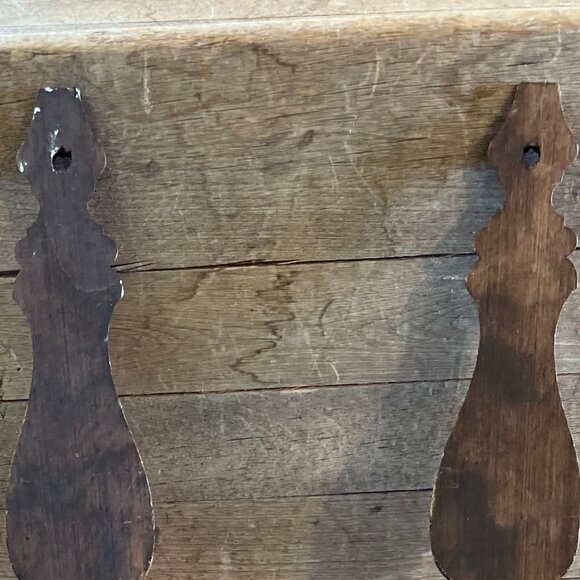 Vintage Wall Wood/Metal Double Arm Leaf Scroll Scone/Candleholders - Picture 4 of 12